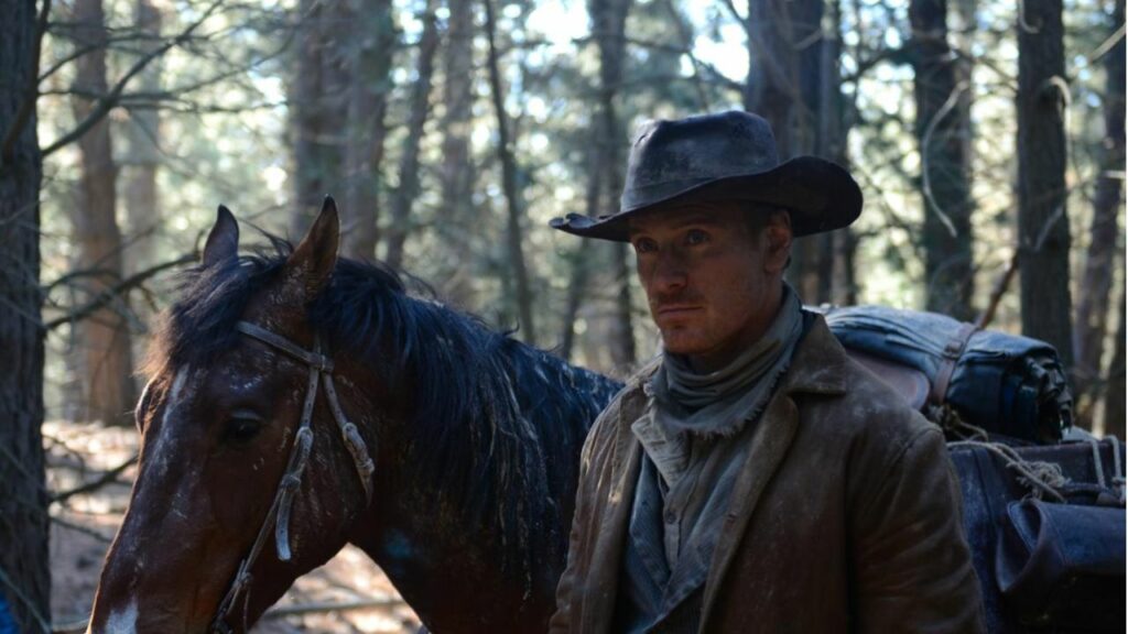 Top 5 Western Filme: Auf dem Bild ist ein Cowboy neben seinem Pferd. Er befindet sich in einem Wald