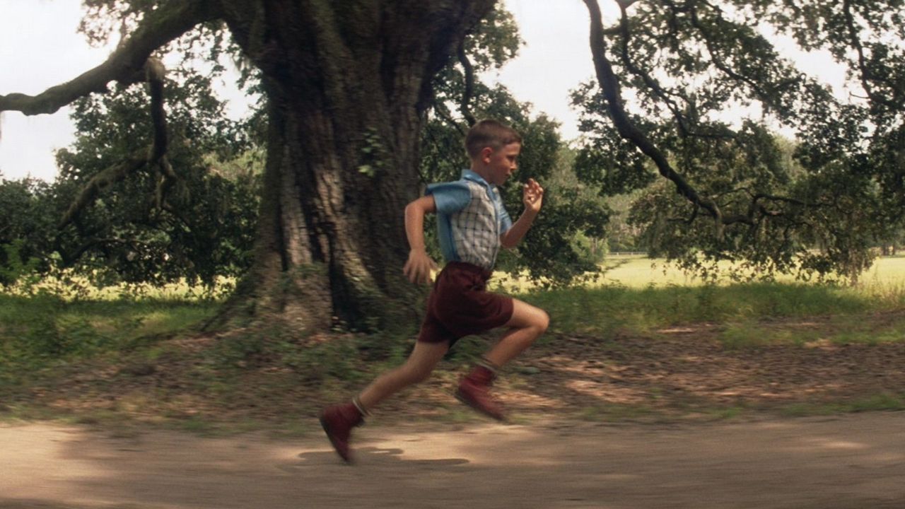 Forrest Gump: Das Bild zeigt einen Jungen, der einen Weg entlang läuft 