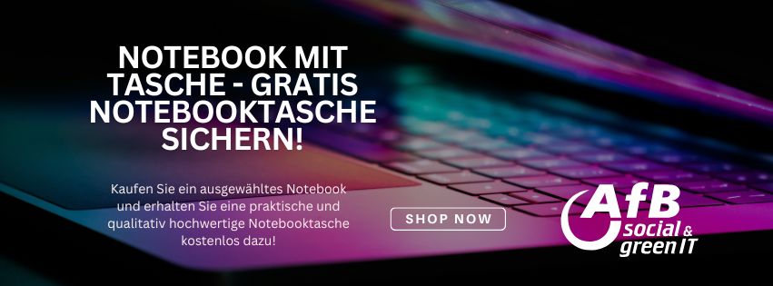 Das Bild zeigt Notebook Werbung der Firma AfB