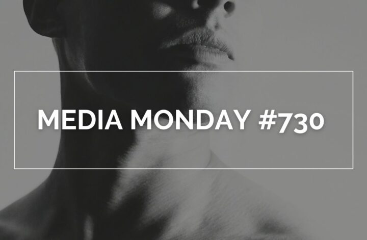 Schwarz-Weiß-Porträt eines Gesichts, teilweise angeschnitten, mit Fokus auf Lippen, Kinn und Hals; überlagert von einem weißen Rahmen mit dem Text „MEDIA MONDAY #730“ in weißen Großbuchstaben.