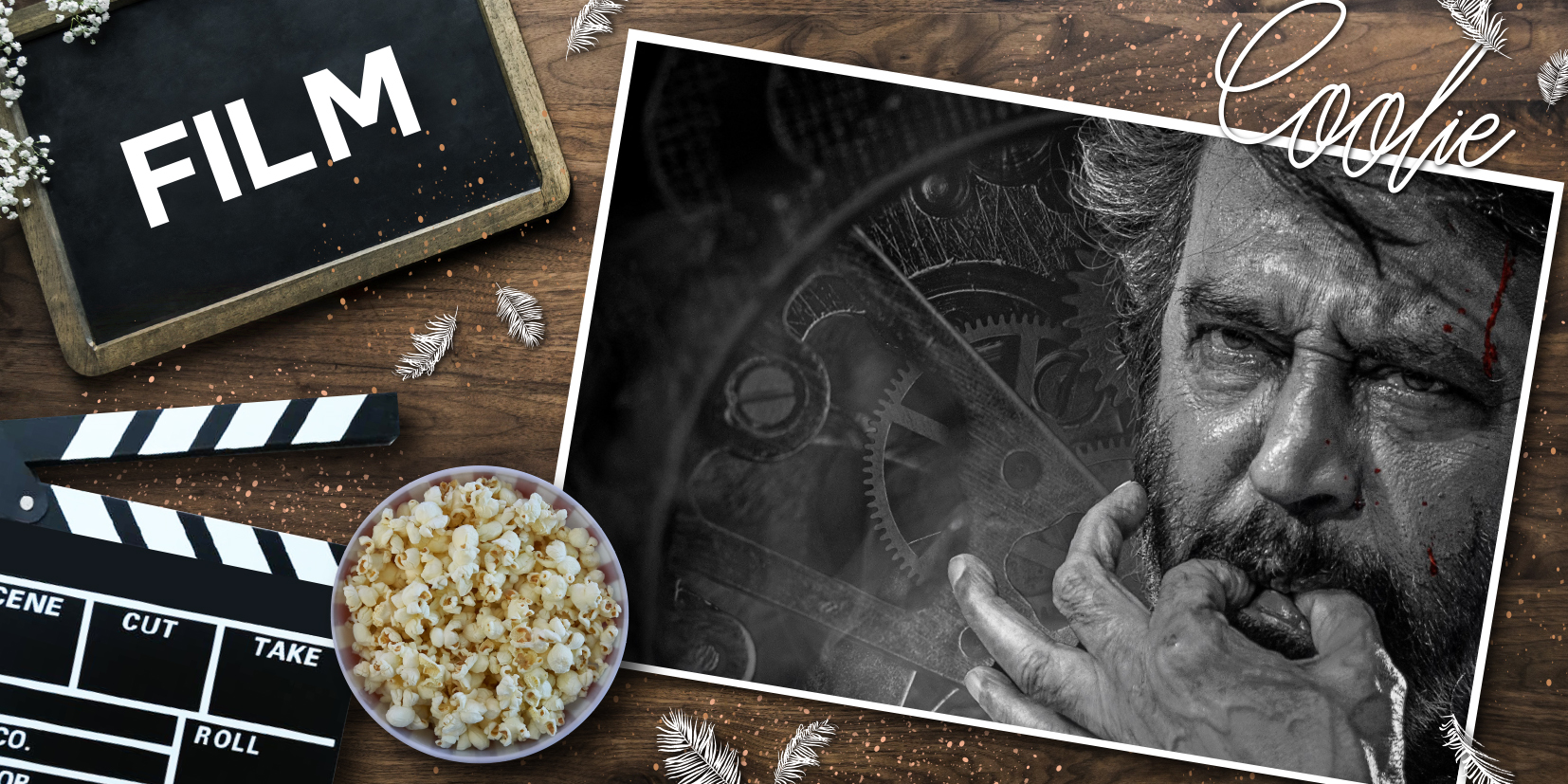 Das Bild ein pfeifenden Rajinikanth aus dem Film Coolie