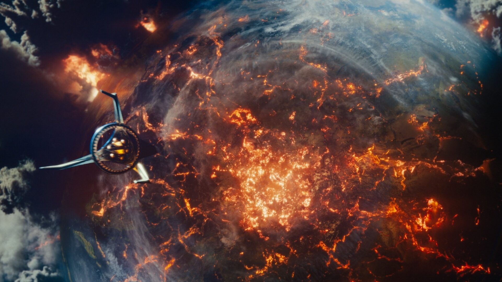 Ein Planet kollabiert in vulkanischer Aktivität.