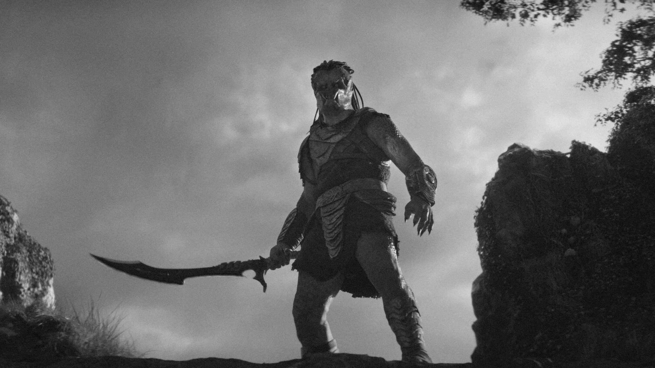 Dek steht an einem Abgrund und hält ein Schwert in der Hand