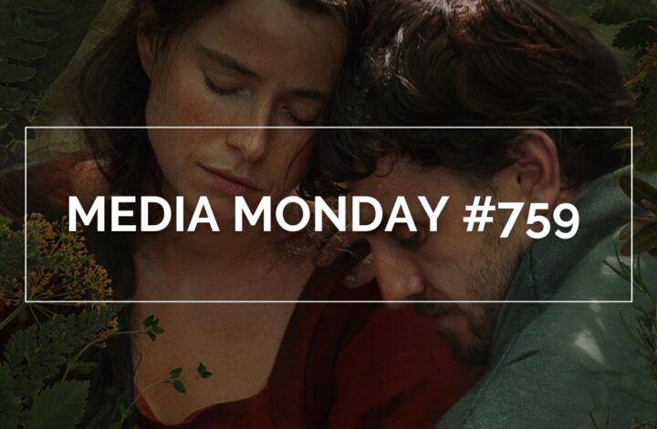 Das Bild zeigt Paul Mescal und Jessie Buckley im Film "Hamnet". In einem weißen Rahmen steht in weißen Lettern "Media Monday #759"