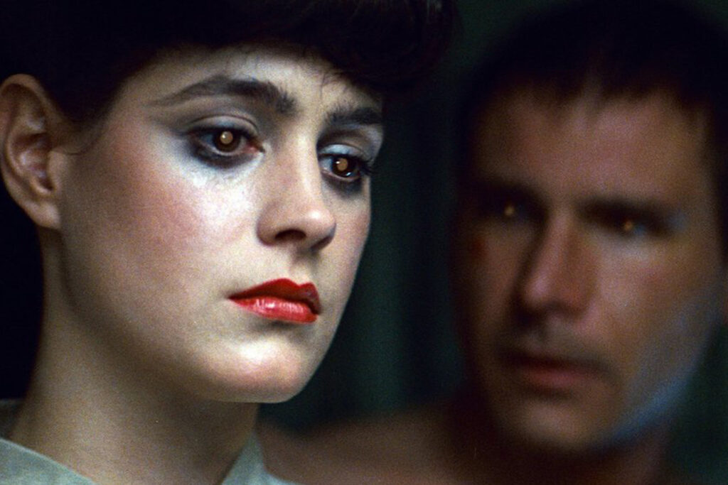 Das Bild zeigt Deckard (Harrison Ford, links) und Rachael (Sean Young) aus dem Film "Blade Runner" | Media Monday #763