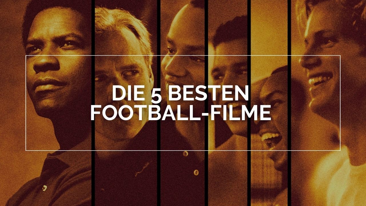 Das Bild zeigt das Team aus dem Film "Gegen jede Regel". In einem weißen Rahmen steht in weißen Lettern Die 5 Besten Football-Filme