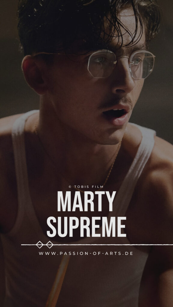 Das Bild repräsentiert das Titelbild zur Filmkritik zum Film Marty Supreme mit Timothée Chalamet