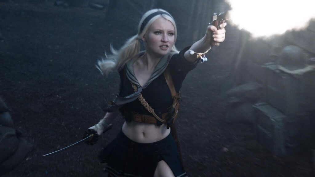 Babydoll (Emily Browning) schießt sich den Weg in die Freiheit frei! Das Bild ist aus dem Film Sucker Punch von Zack Snyder | Top 5 Filme die besser sind als ihr Ruf