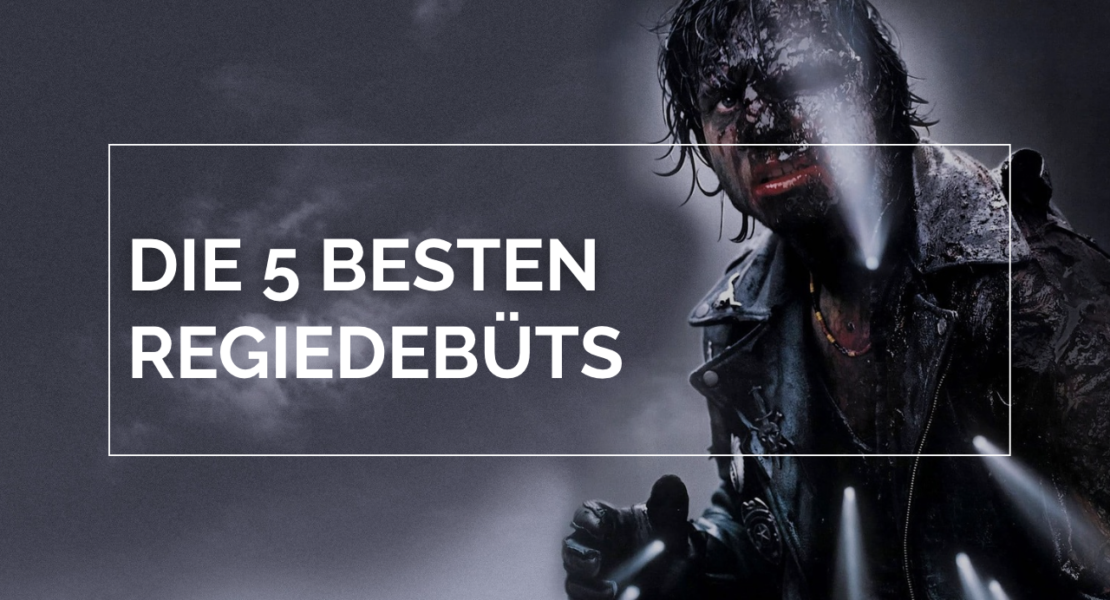 Titelbild zum Passion-of-Arts-Artikel „Die 5 besten Regiedebüts“ mit einer düsteren Szene aus Kathryn Bigelows Vampirfilm „Near Dark – Die Nacht hat ihren Preis“ (1987). Ein blutverschmierter Vampir blickt bedrohlich in die Kamera.
