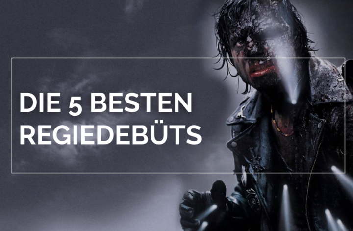 Titelbild zum Passion-of-Arts-Artikel „Die 5 besten Regiedebüts“ mit einer düsteren Szene aus Kathryn Bigelows Vampirfilm „Near Dark – Die Nacht hat ihren Preis“ (1987). Ein blutverschmierter Vampir blickt bedrohlich in die Kamera.