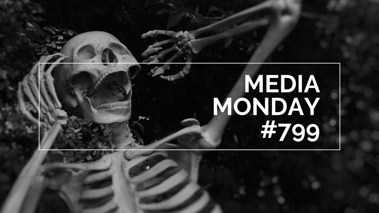 Das Bild zeigt ein Skelett mit aufgerissenen Mund und die Hände an den Kopf schlagend vor Entsetzen. Darüber ist ein weißer Rahmen in dem, im rechten Rand MEDIA MONDAY #799 steht